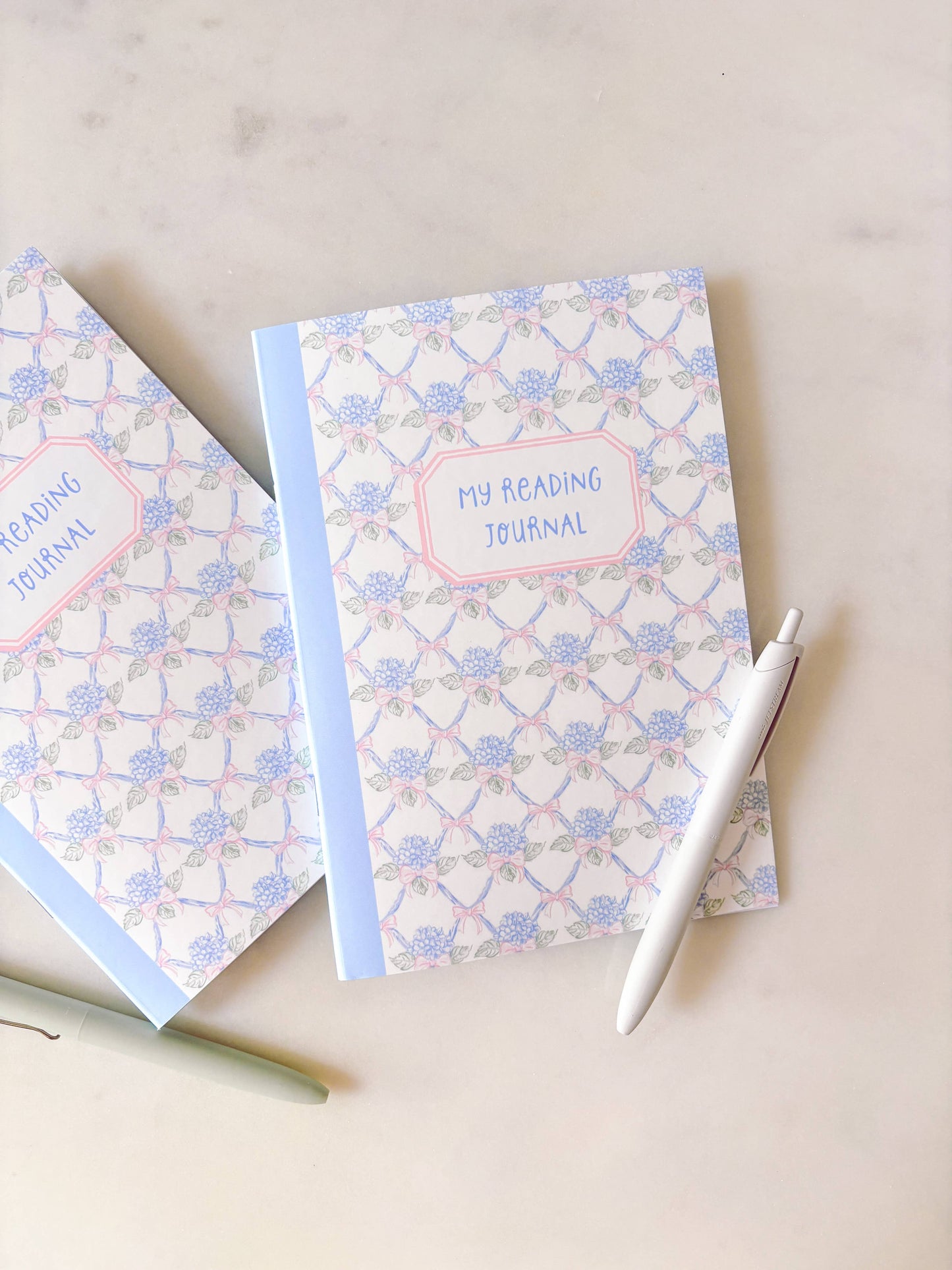 Fleurs on Sunday - Blue Floral Reading Journal | A5 Book Review Notebook