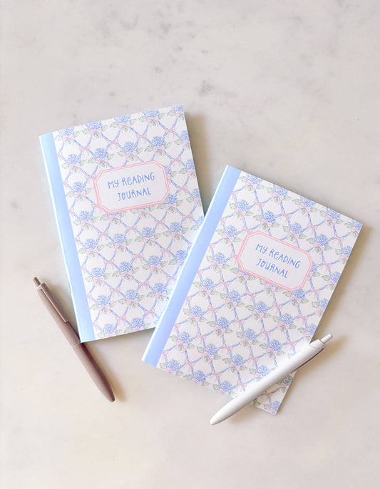 Fleurs on Sunday - Blue Floral Reading Journal | A5 Book Review Notebook