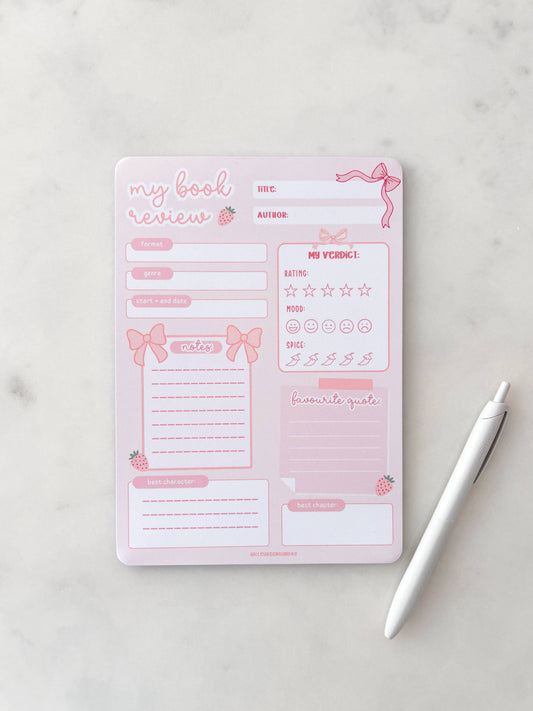 Fleurs on Sunday - Cute Book Review Notepad | A5 Notepad