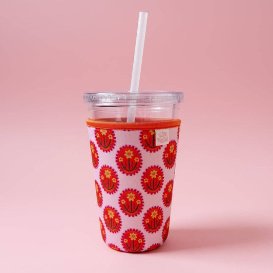 Ellē Nicole Coffee Cup Cover - Floral Medallion - Iced Drink Sleeve: Small / 16oz