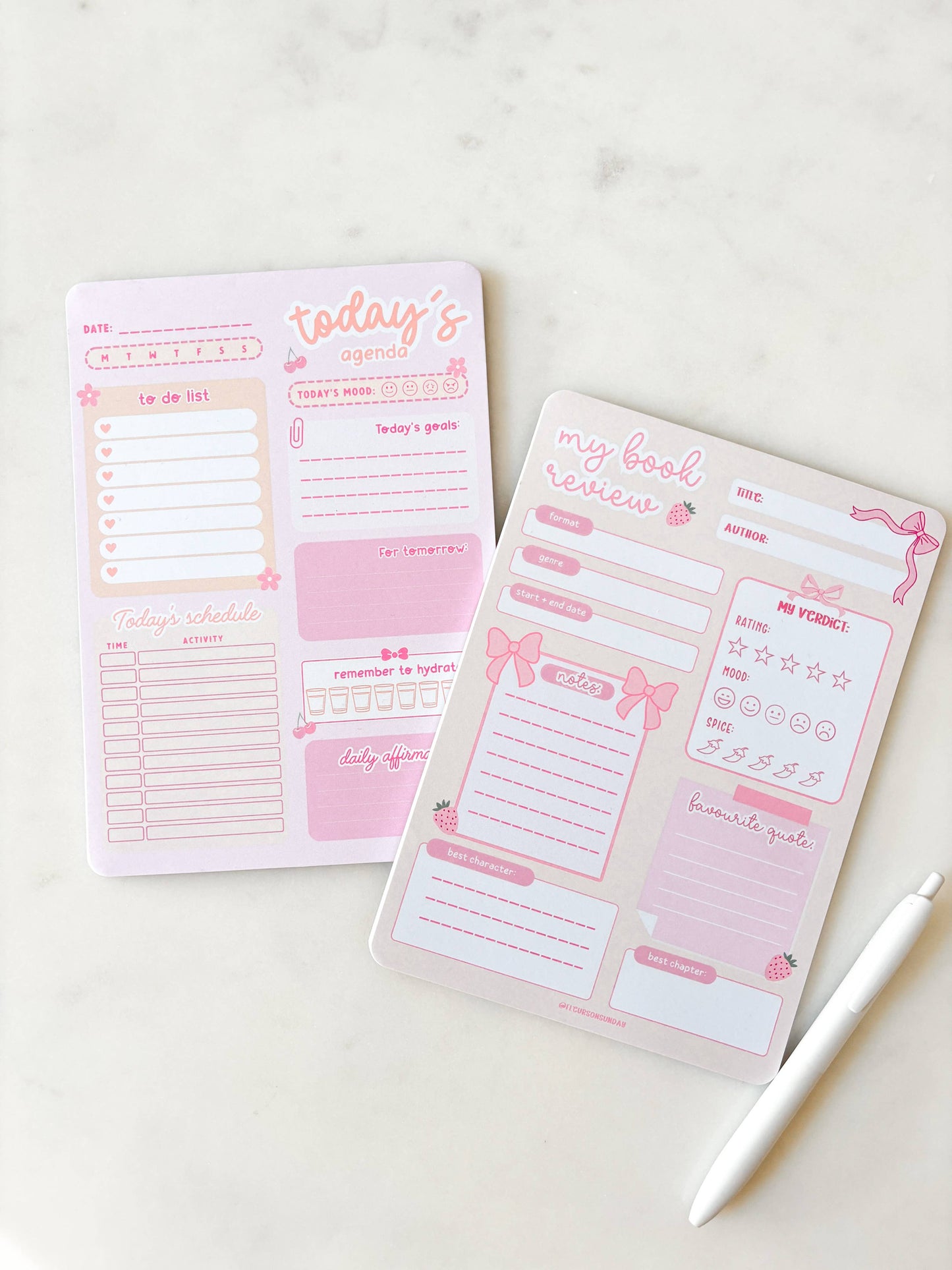 Fleurs on Sunday - Daily Planner Notepad | A5 Notepad | Today's Agenda