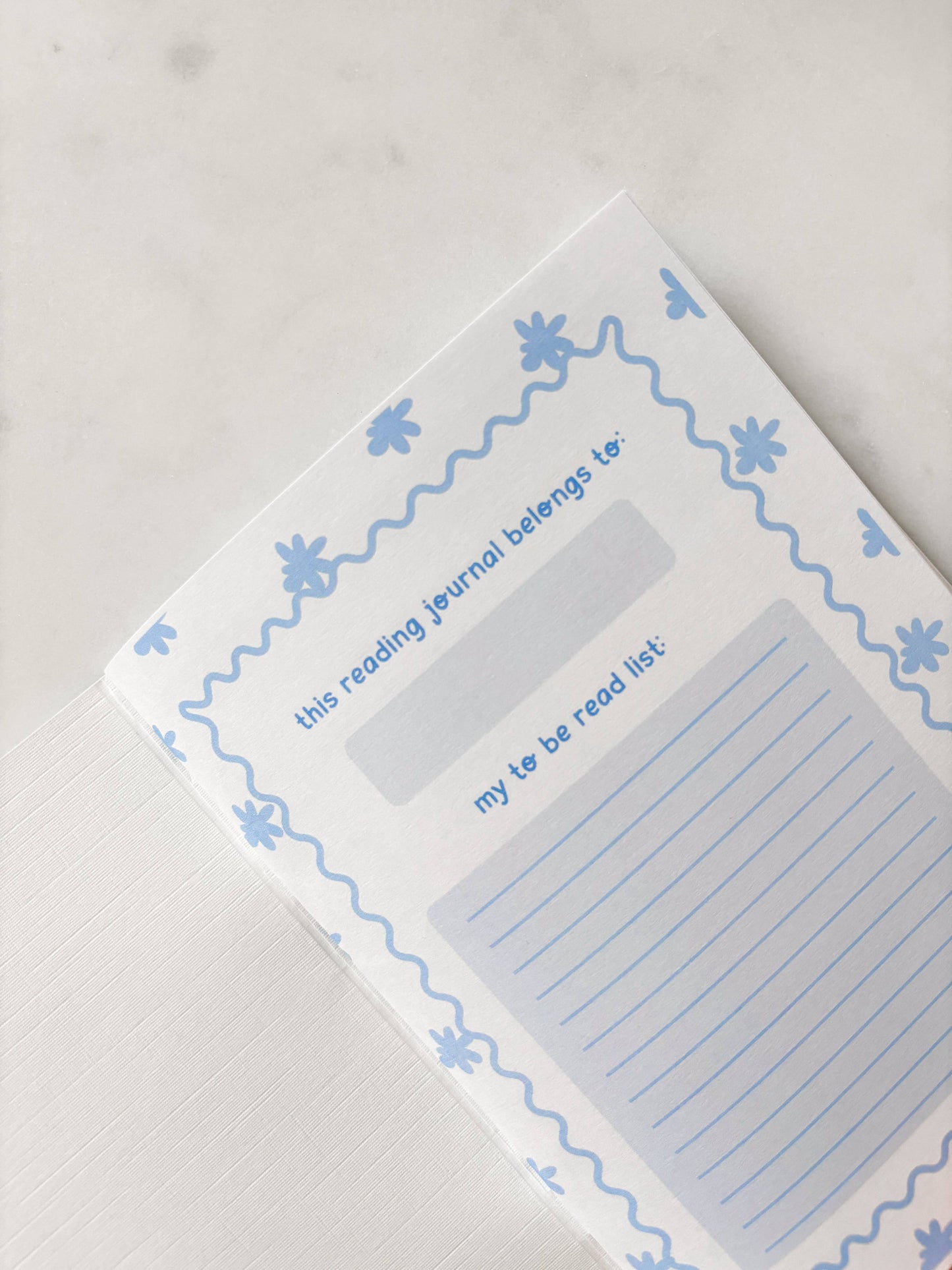 Fleurs on Sunday - Blue Floral Reading Journal | A5 Book Review Notebook