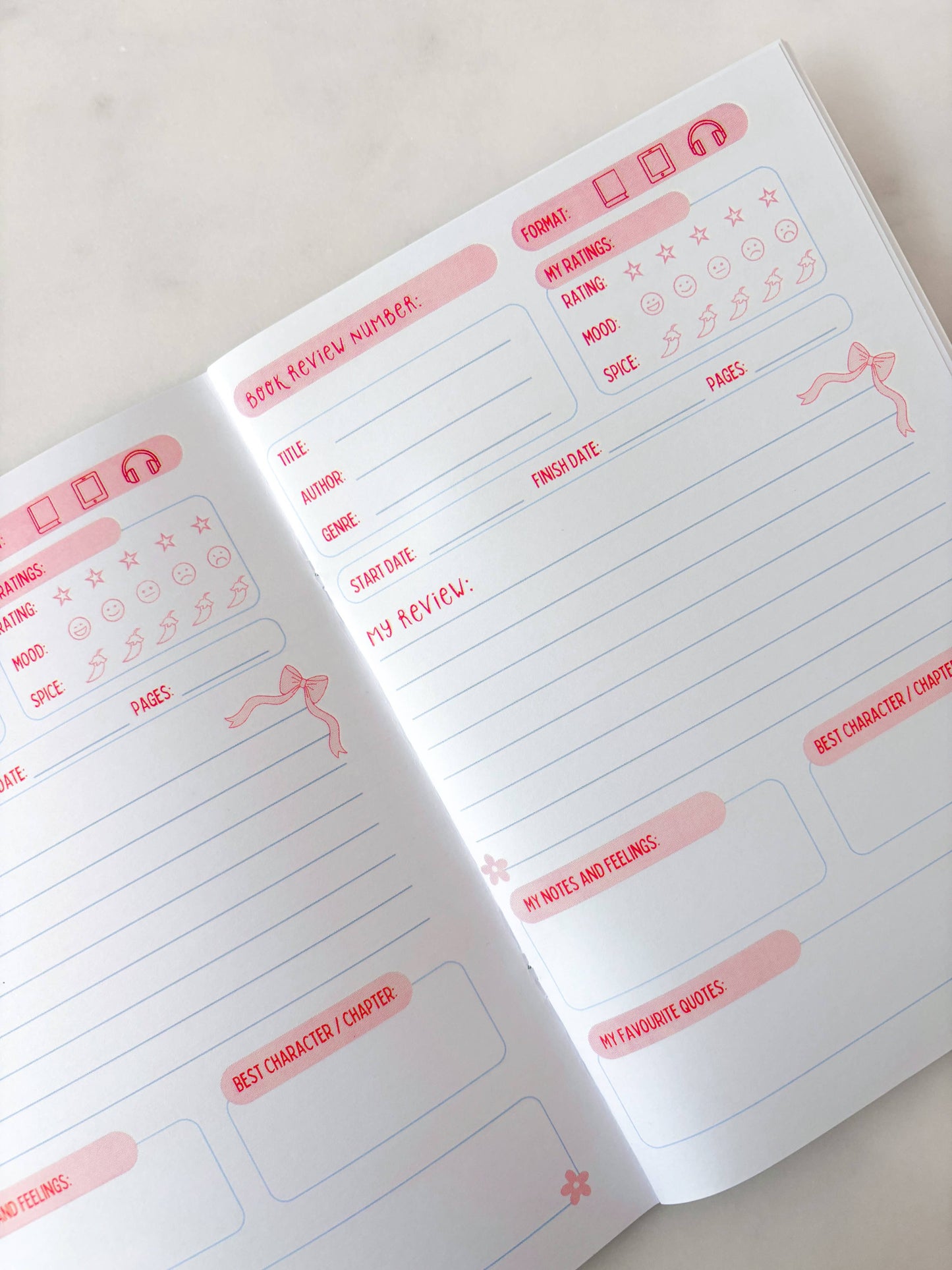 Fleurs on Sunday -  My Reading Journal | A5 Book Review Notebook
