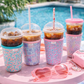 Floral Bow - Rayni Cup Cozy – Pink & Floral Reusable Coffee Sleeve (16oz)
