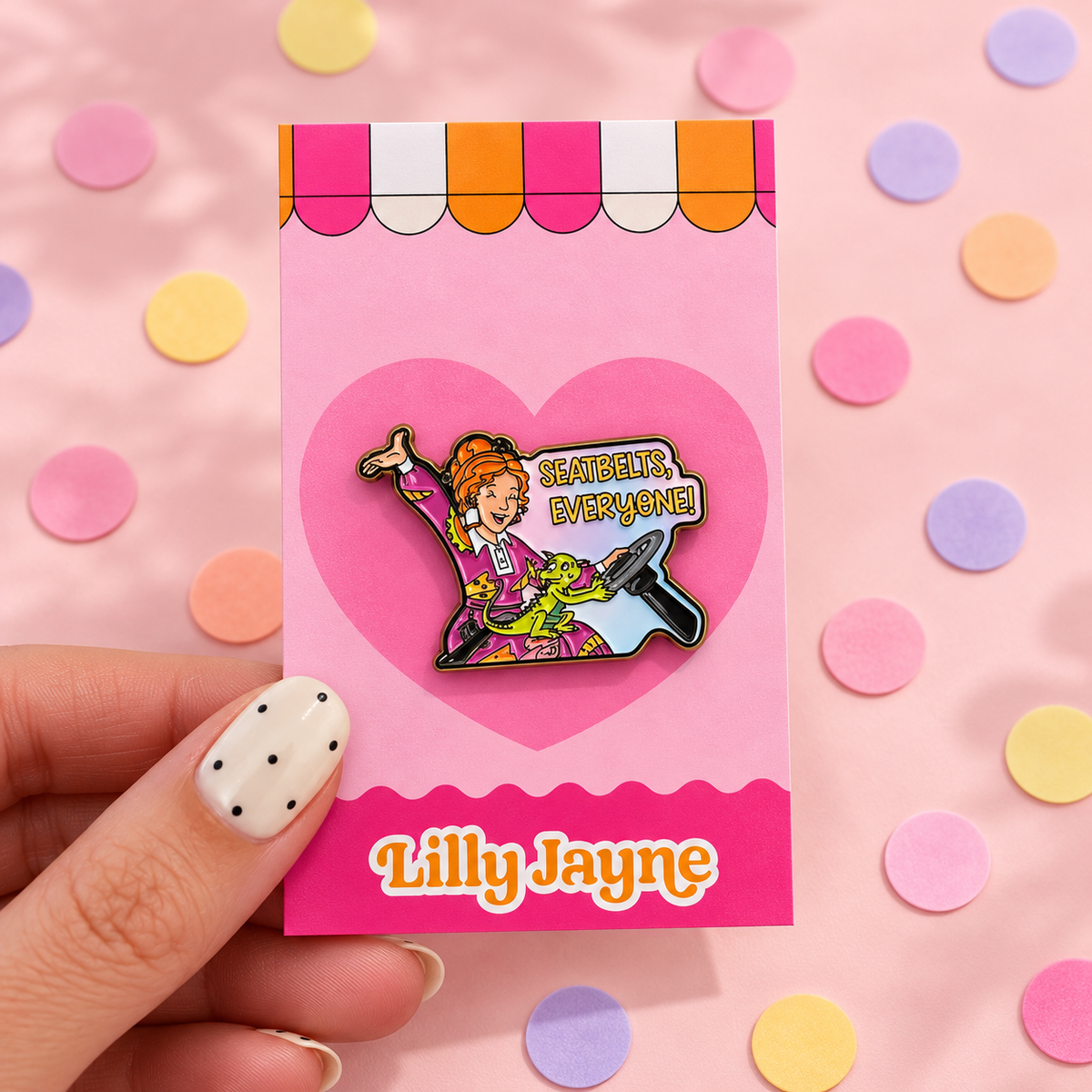 Ms. Frizzle Seatbelts Everyone - Enamel Pin