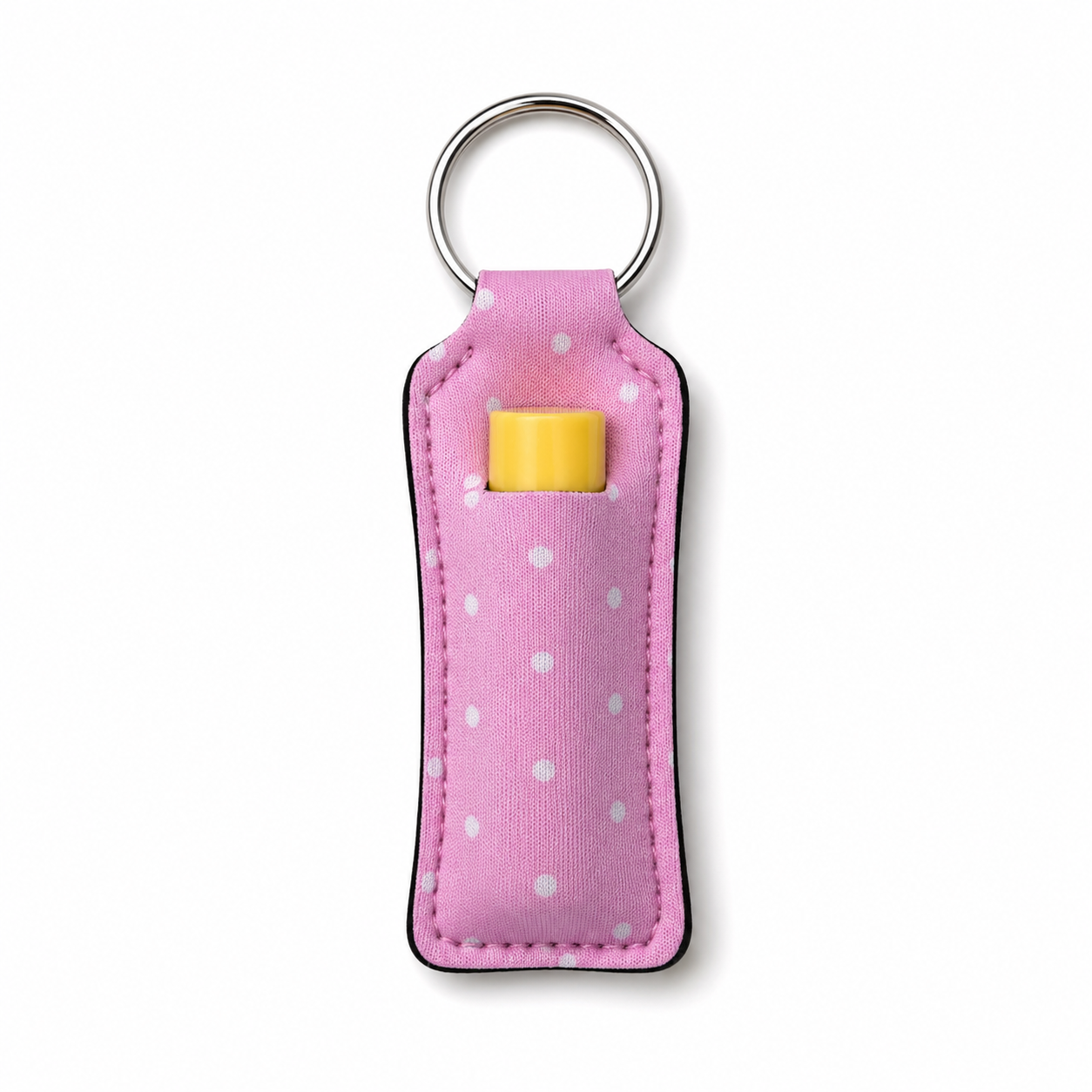 💄 Lip Balm Keychain Holder (Pink Polka Dot)