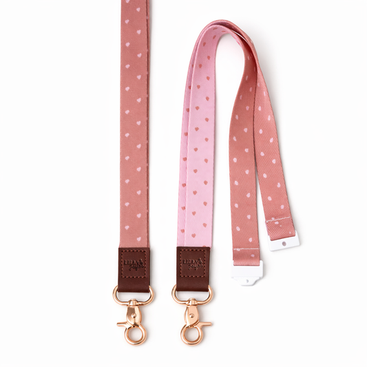 Blush Choc and Pink reversableFabric Lanyard