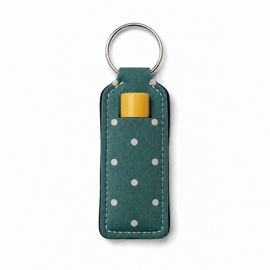 💄 Lip Balm Keychain Holder (Sage Green Polka Dot)