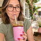 Pink Polka Dot - Rayni Cup Cozy - Reusable Coffee Sleeve (16oz)