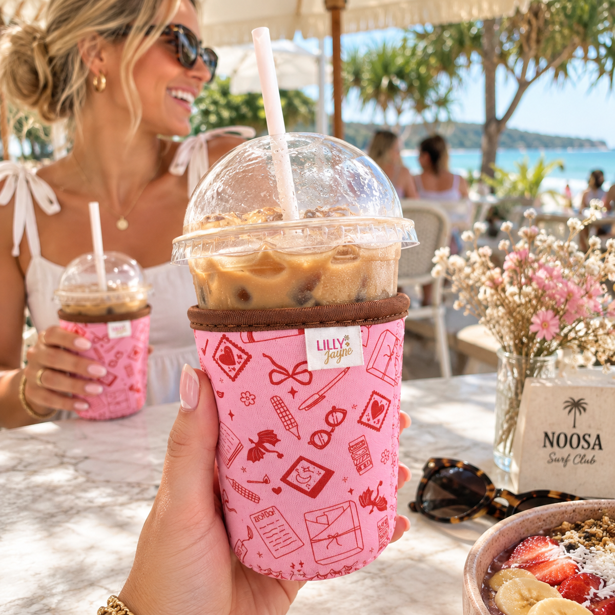 Pink Bookish - Rayni Cup Cozy - Reusable Coffee Sleeve (16oz)