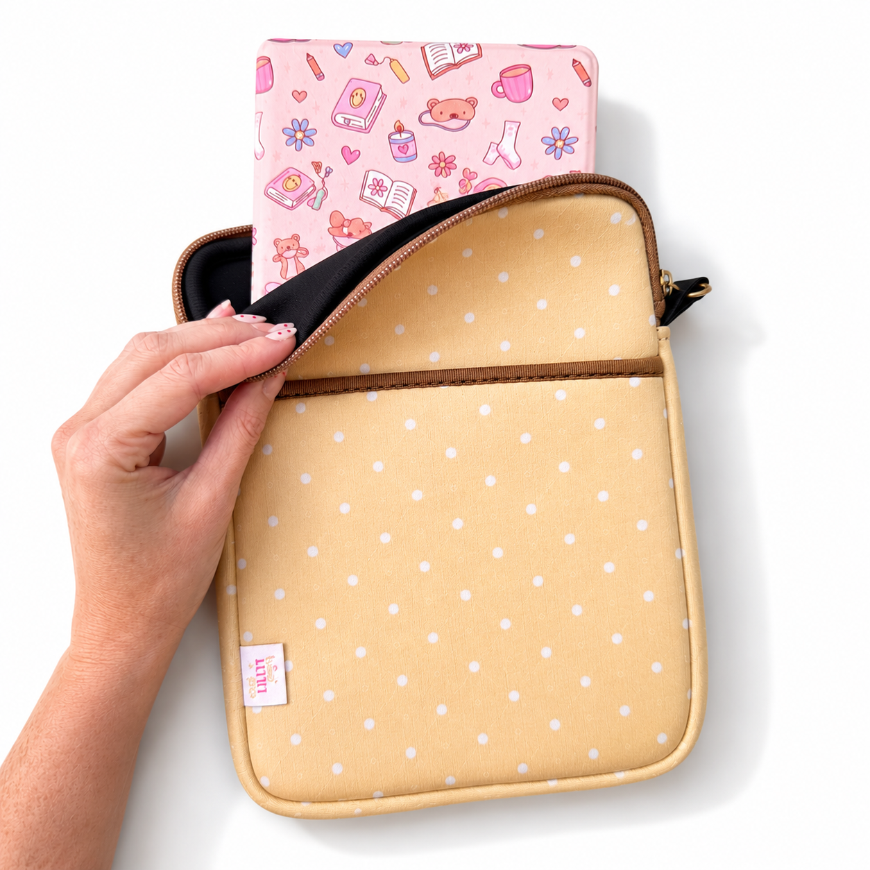 E-reader / Tablet Sleeve / Case / Book Sleeve - Yellow Polka Dot