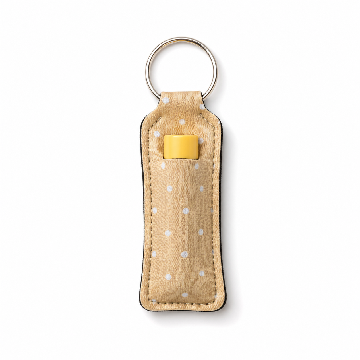 💄 Lip Balm Keychain Holder (Yellow Polka Dot)