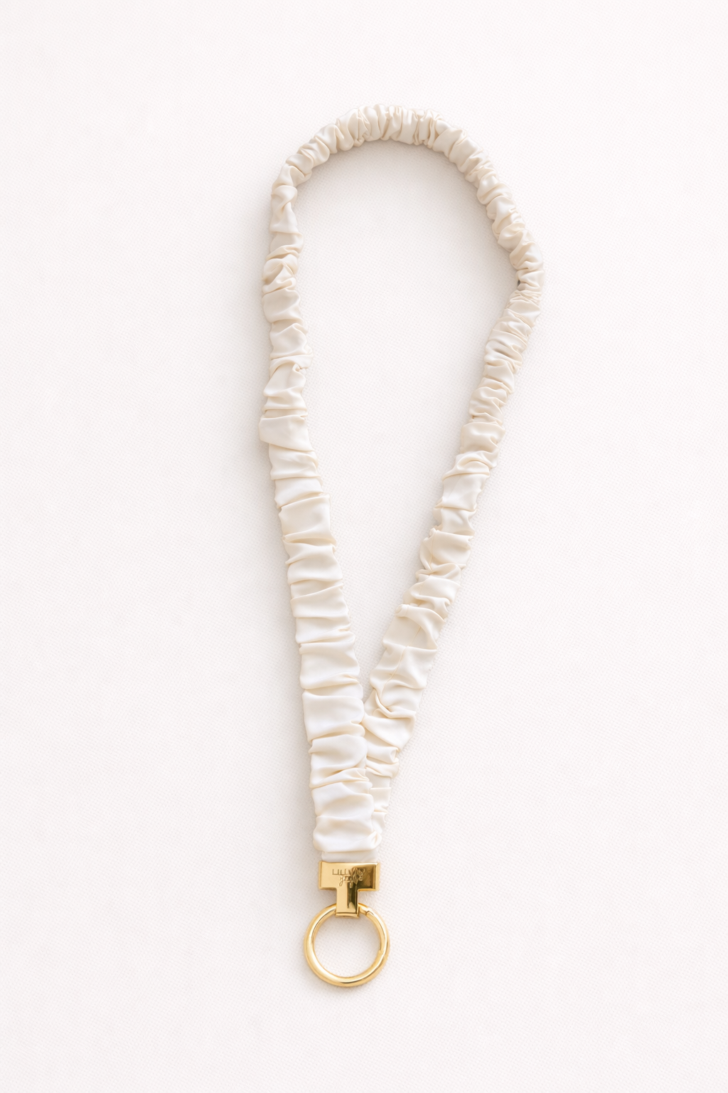 Milkie White Scrunchie Lanyard – Stretchy & Cute (49cm + Stretch)