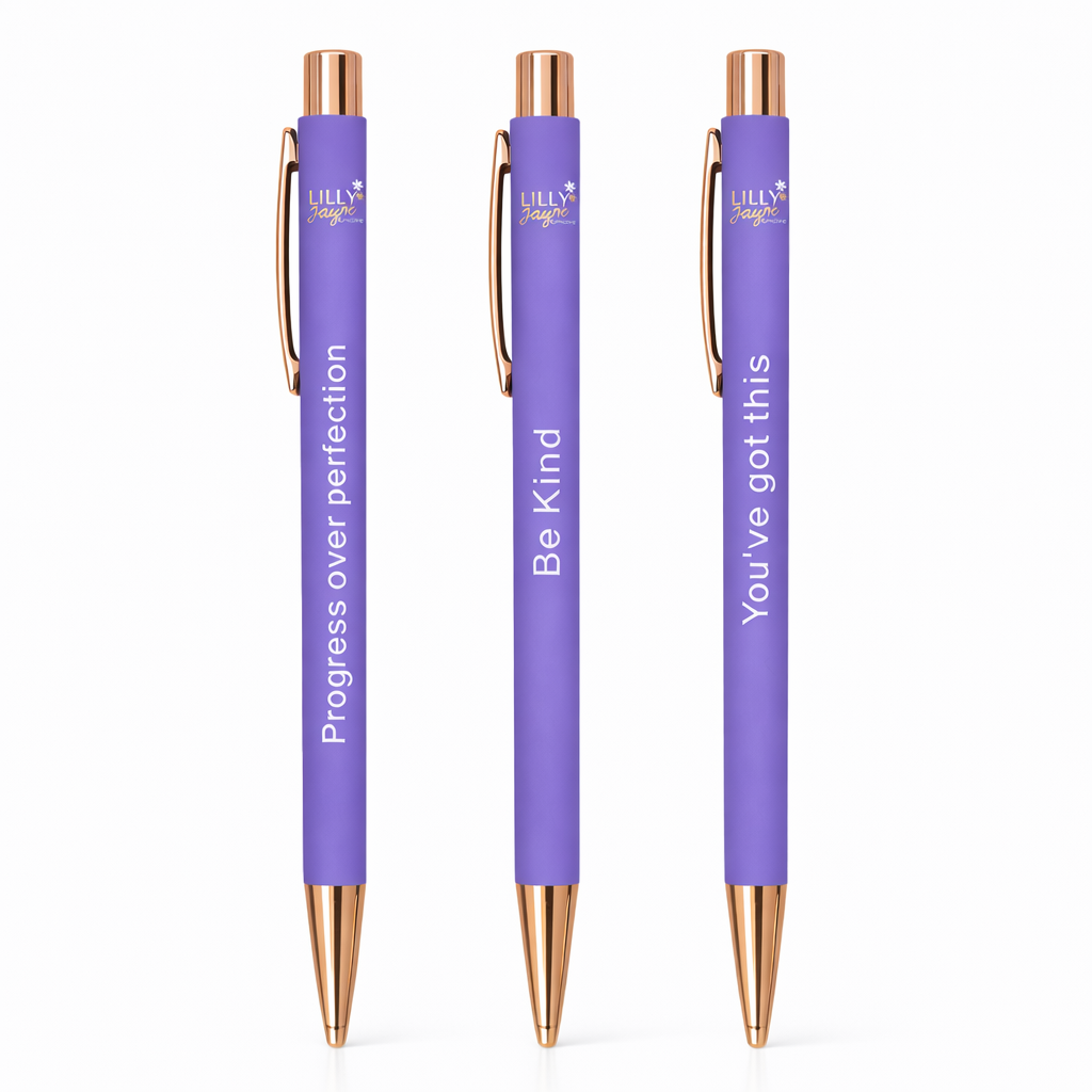Daily Inspiration Purple Pen Set -  Black Ink Pens