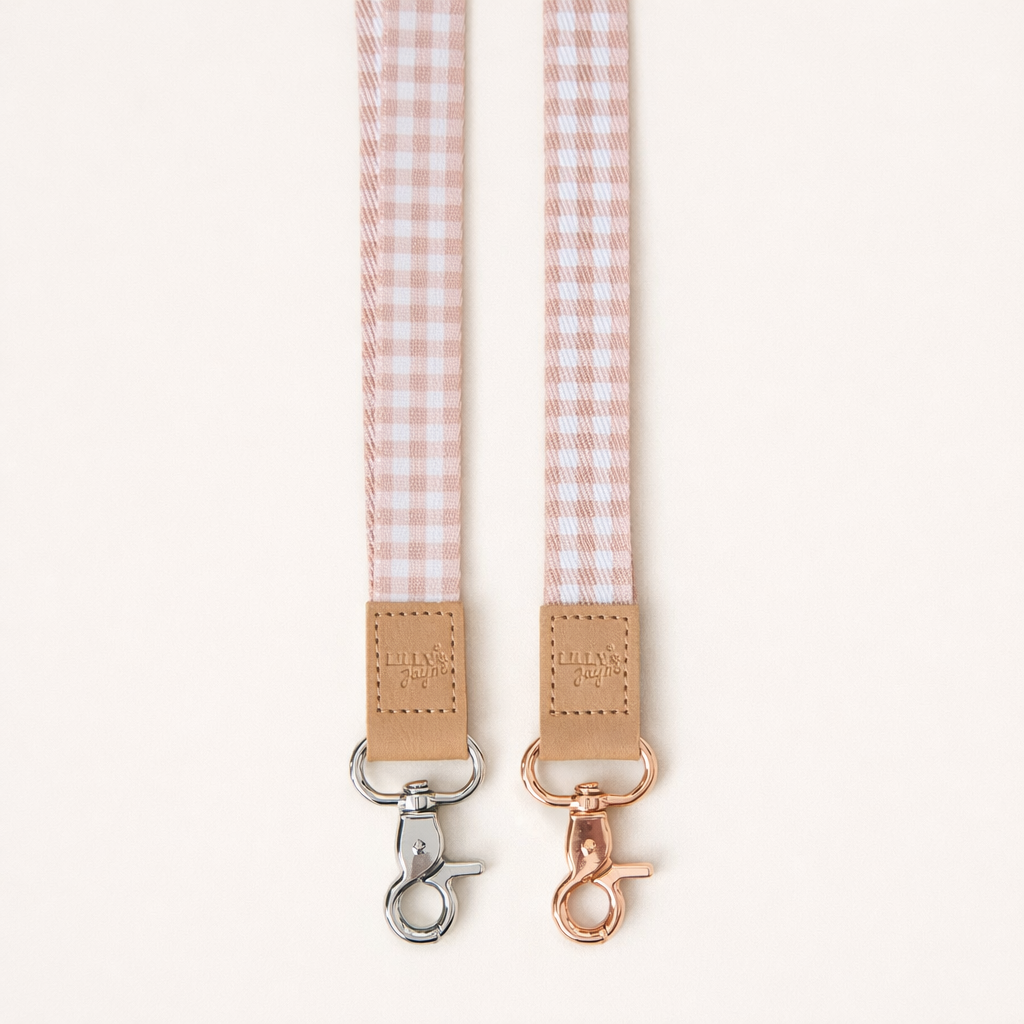 Caramel Latte Gingham Lanyard