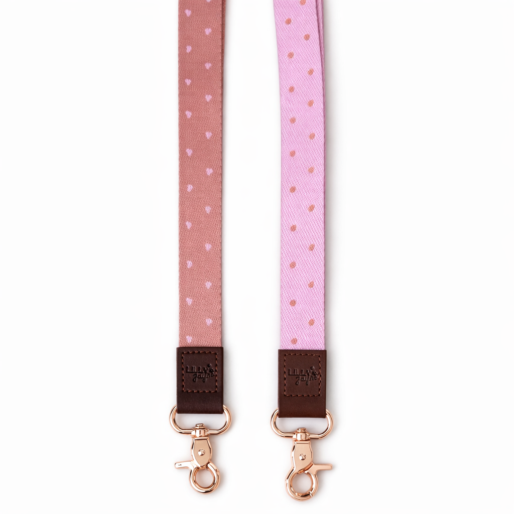 Blush Choc and Pink reversableFabric Lanyard