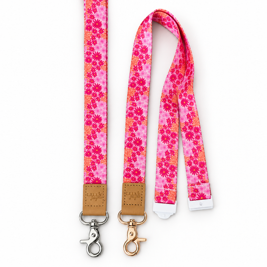 Pink Sunset Fabric Lanyard