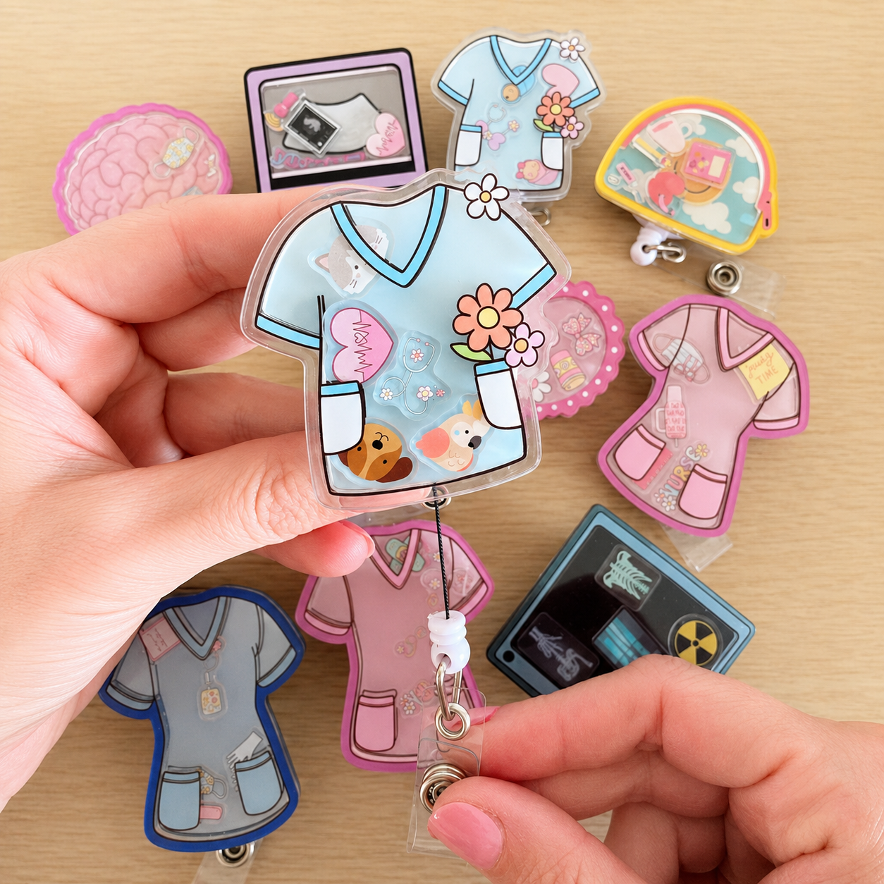 Girlie Gang Pink Heart Shaker Reel Badge