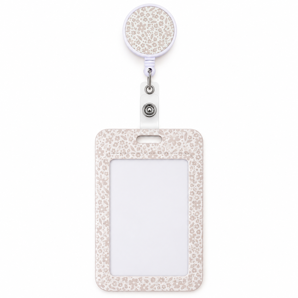Beige Petal ID reel badge & ID Holder combo | Healthcare | Educators | Office