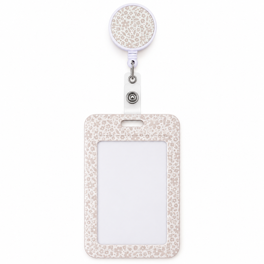 Beige Petal ID reel badge & ID Holder combo | Healthcare | Educators | Office