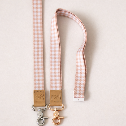 Caramel Latte Gingham Lanyard