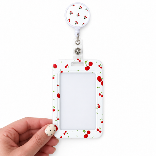Cherry ID reel badge & ID Holder combo | Healthcare | Educators | Office