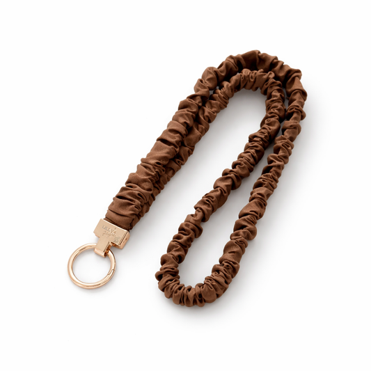 Dark Brown Chocolate Scrunchie Lanyard – Stretchy & Cute (49cm + Stretch)