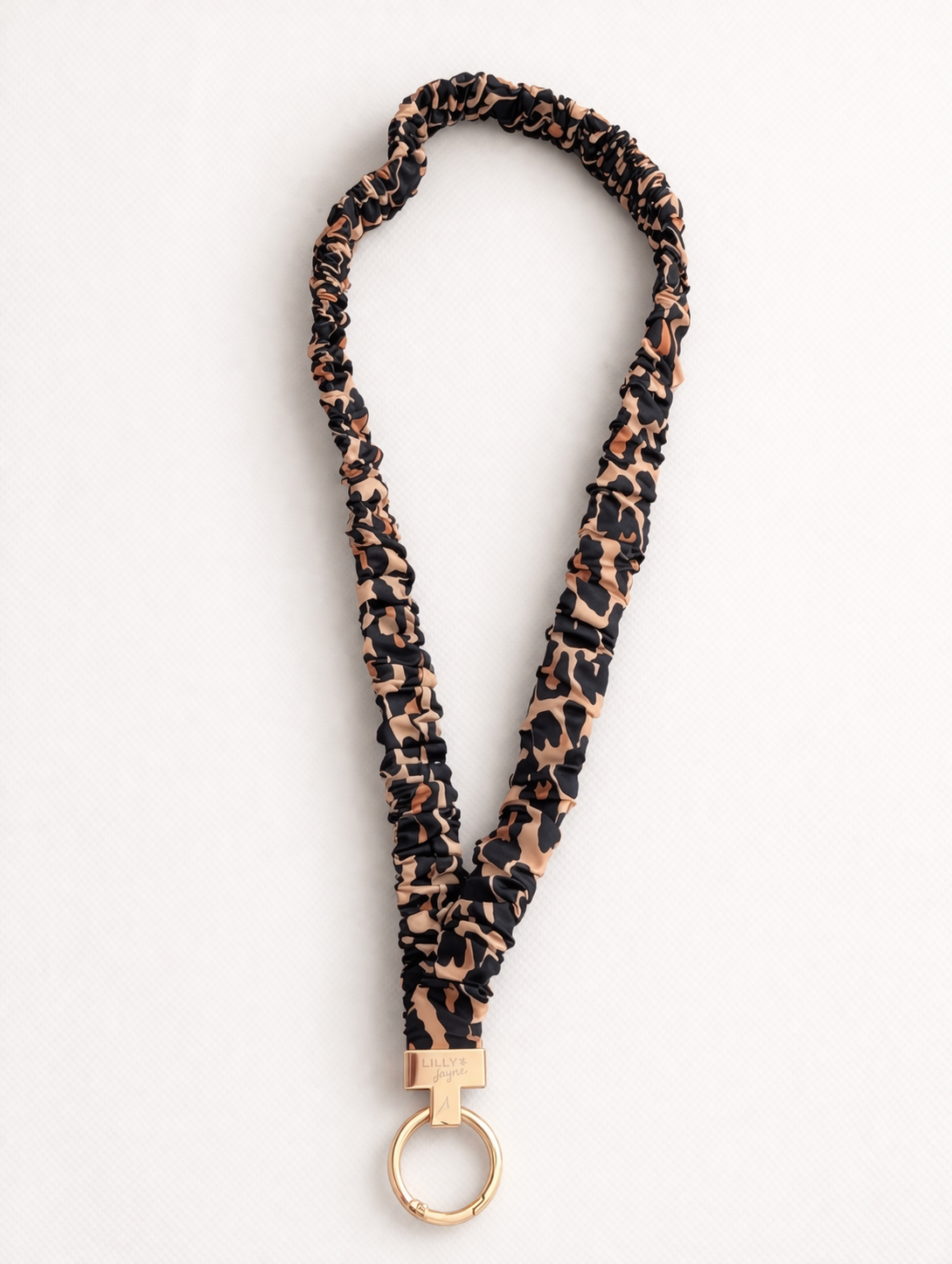 Leopard Print Scrunchie Lanyard – Stretchy & Cute (49cm + Stretch)