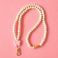 Wooden Bead Lanyard - Pink Flower