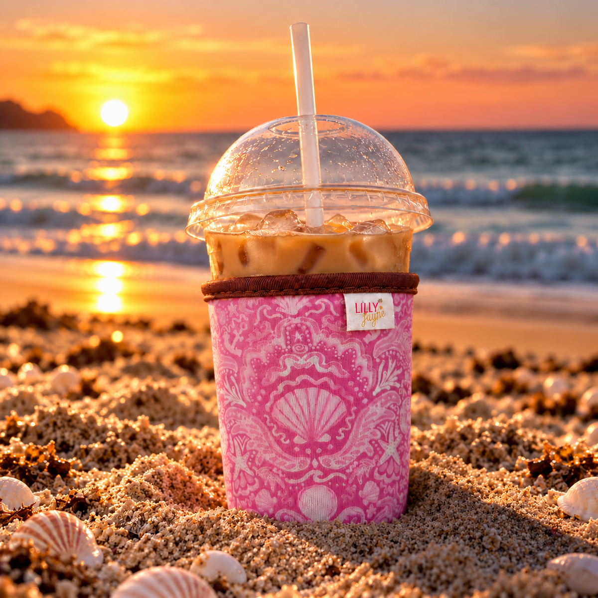 Coral Coast - Rayni Cup Cozy - Reusable Coffee Sleeve (16oz)
