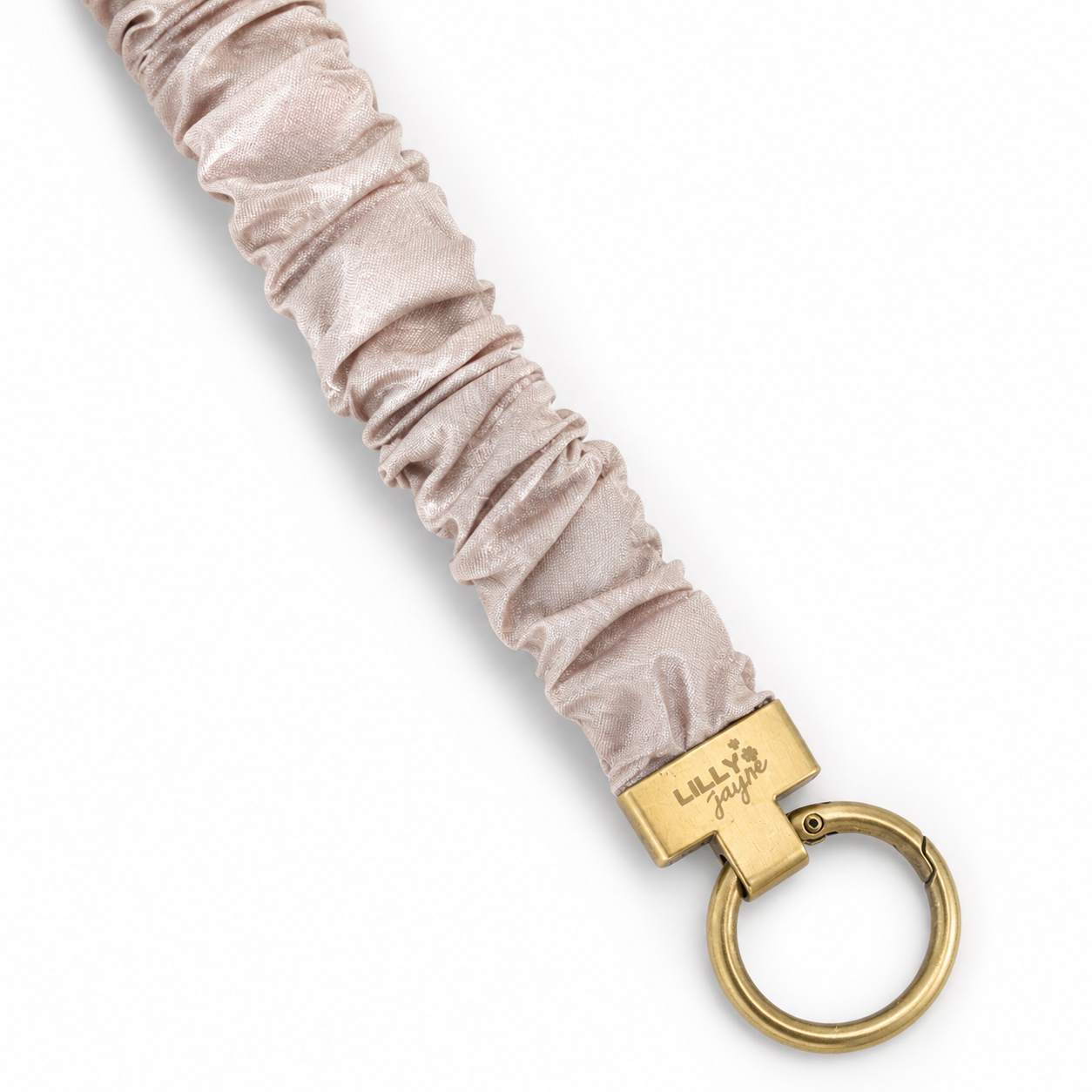 Beige Fine Line Peonie Flower - Scrunchie Lanyard – Stretchy, Safe & Cute (49cm + Stretc)