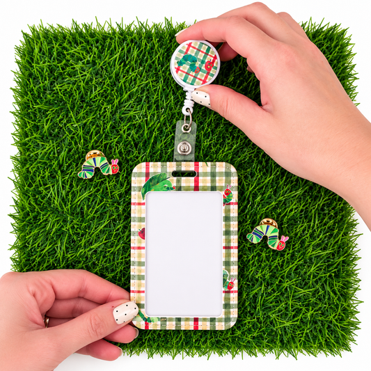Hungry Caterpillar ID reel badge & ID Holder combo | Healthcare | Educators | Office