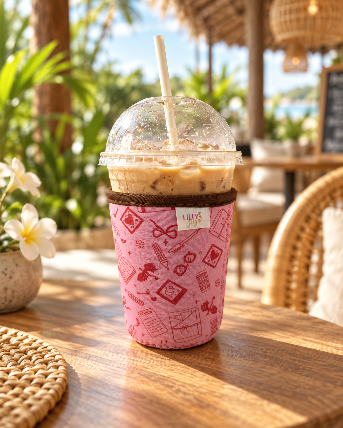 Pink Bookish - Rayni Cup Cozy - Reusable Coffee Sleeve (16oz)