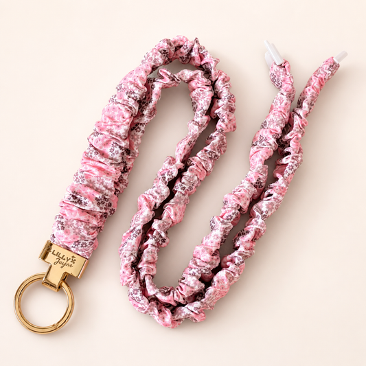(Cosmetically Imperfect) Cherry Blossom - Scrunchie Lanyard – Stretchy, Safe & Cute (49cm + Stretch)