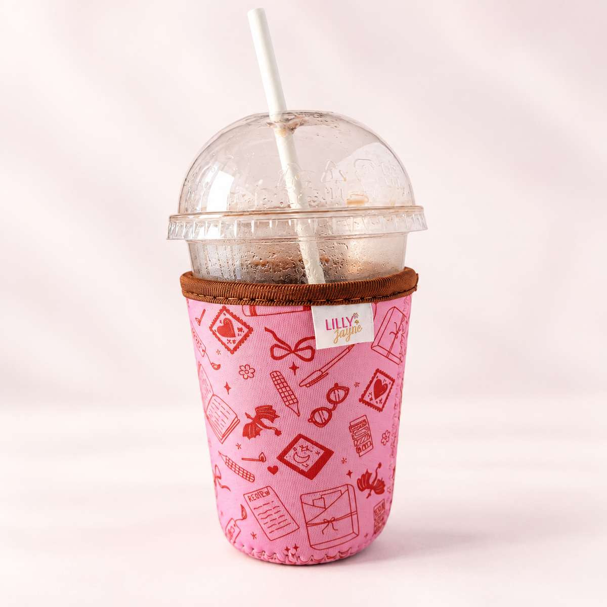 Pink Bookish - Rayni Cup Cozy - Reusable Coffee Sleeve (16oz)