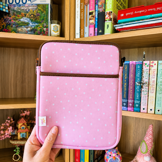 E-reader / Tablet Sleeve / Case / Book Sleeve - Pink Polka Dot