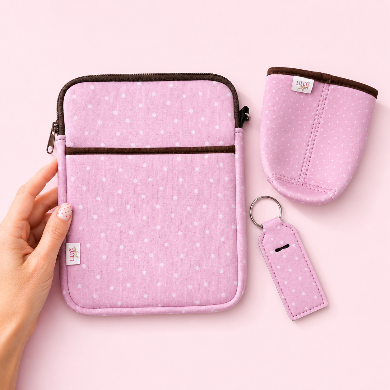 E-reader / Tablet Sleeve / Case / Book Sleeve - Pink Polka Dot