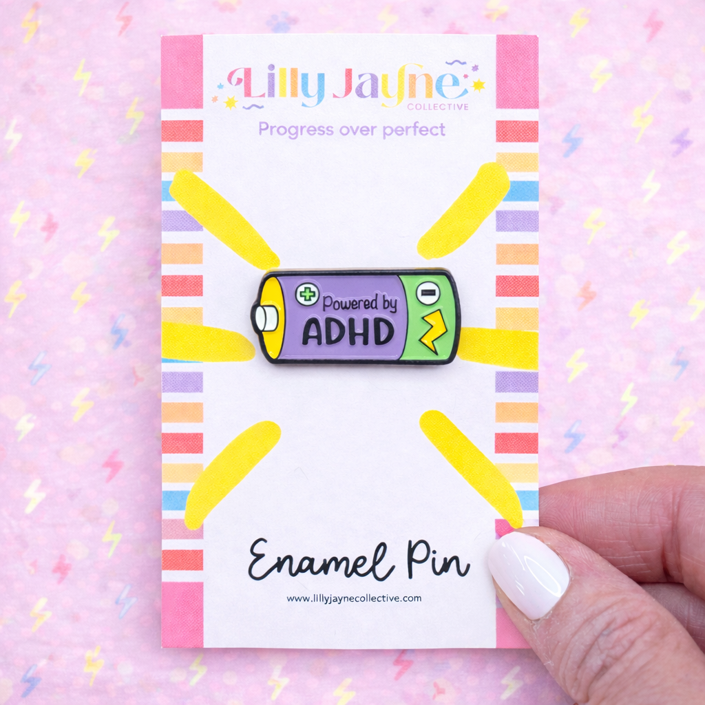 Powered by ADHD Enamel Pin
