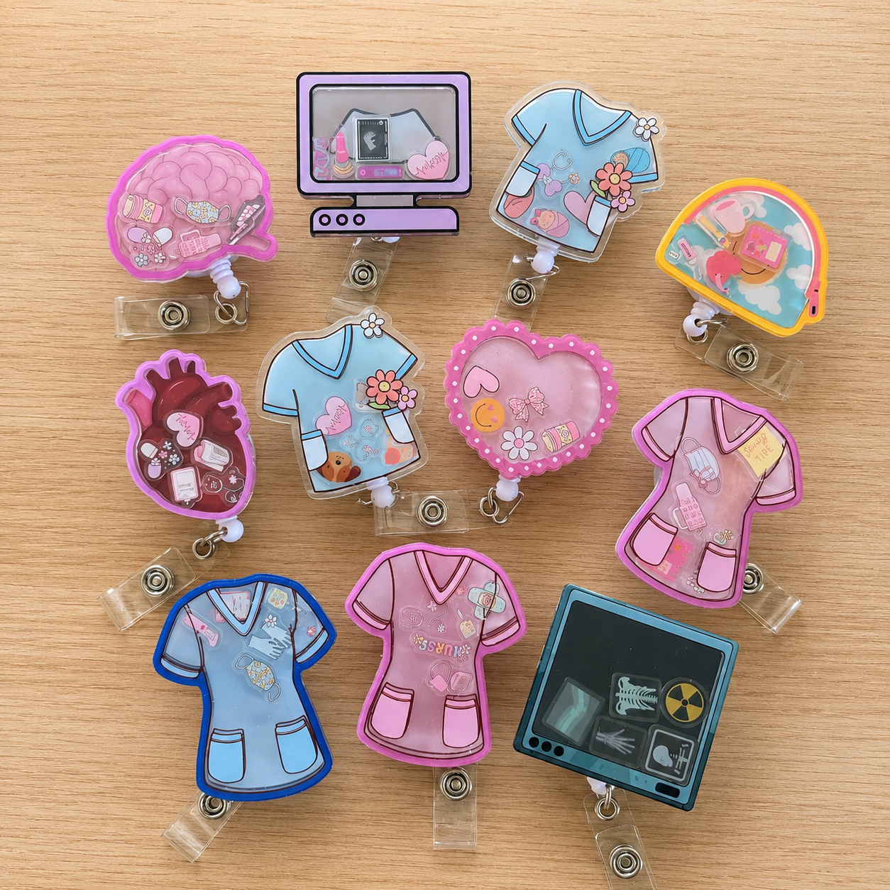 Girlie Gang Pink Heart Shaker Reel Badge