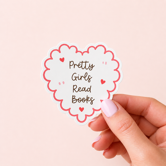 Pretty Girls Read Books Vinyl Sticker | 7cm Bookish Decal | Matte & Holographic Stars Finish