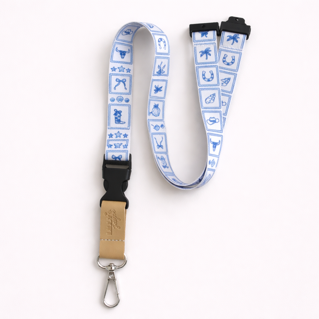 Coastal Cowboy Fabric Lanyard | Detachable Silver clip