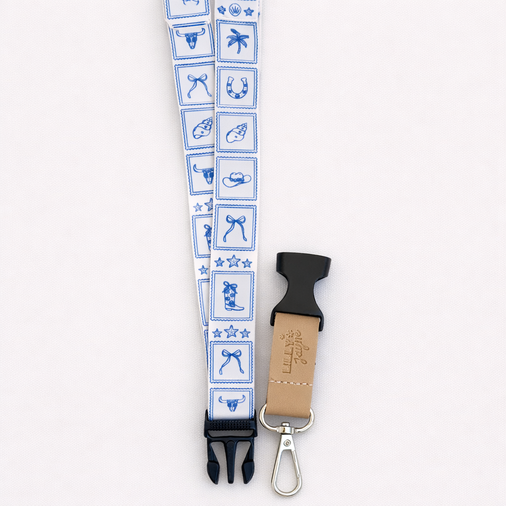 Coastal Cowboy Fabric Lanyard | Detachable Silver clip