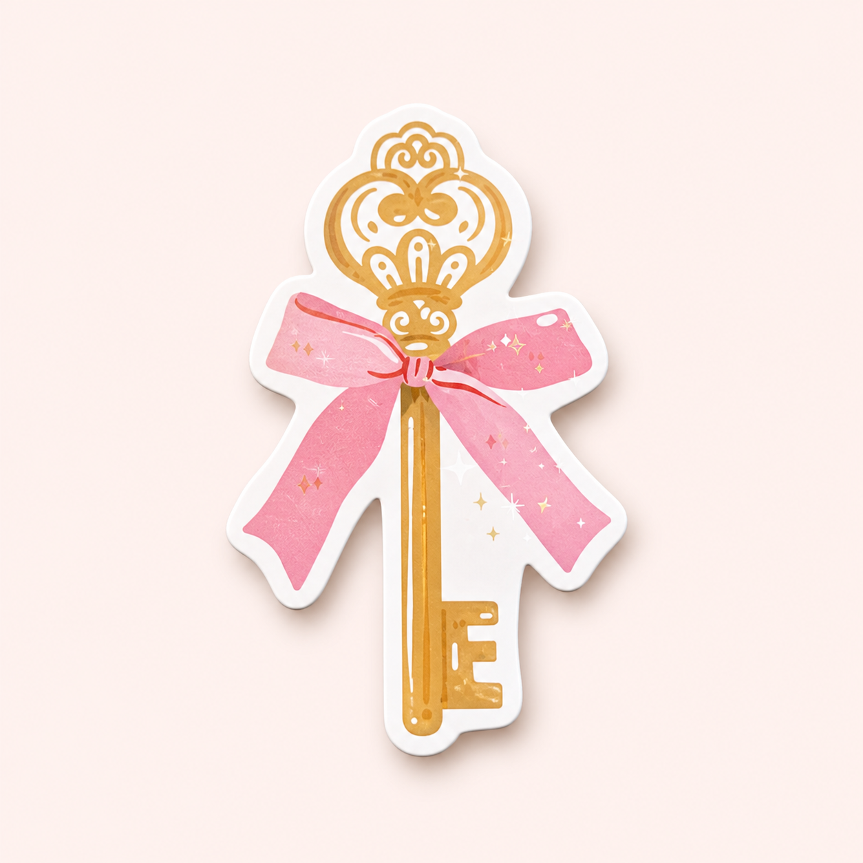Gold Key Vinyl Sticker | 7cm Bookish Decal | Matte & Holographic Stars Finish