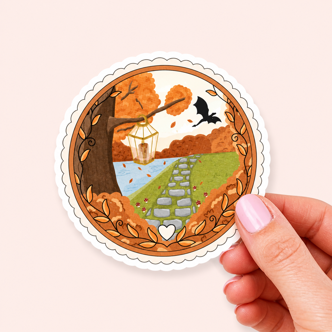 Autumn Whimsy Vinyl Sticker | 7cm Bookish Decal | Matte & Holographic Stars Finish