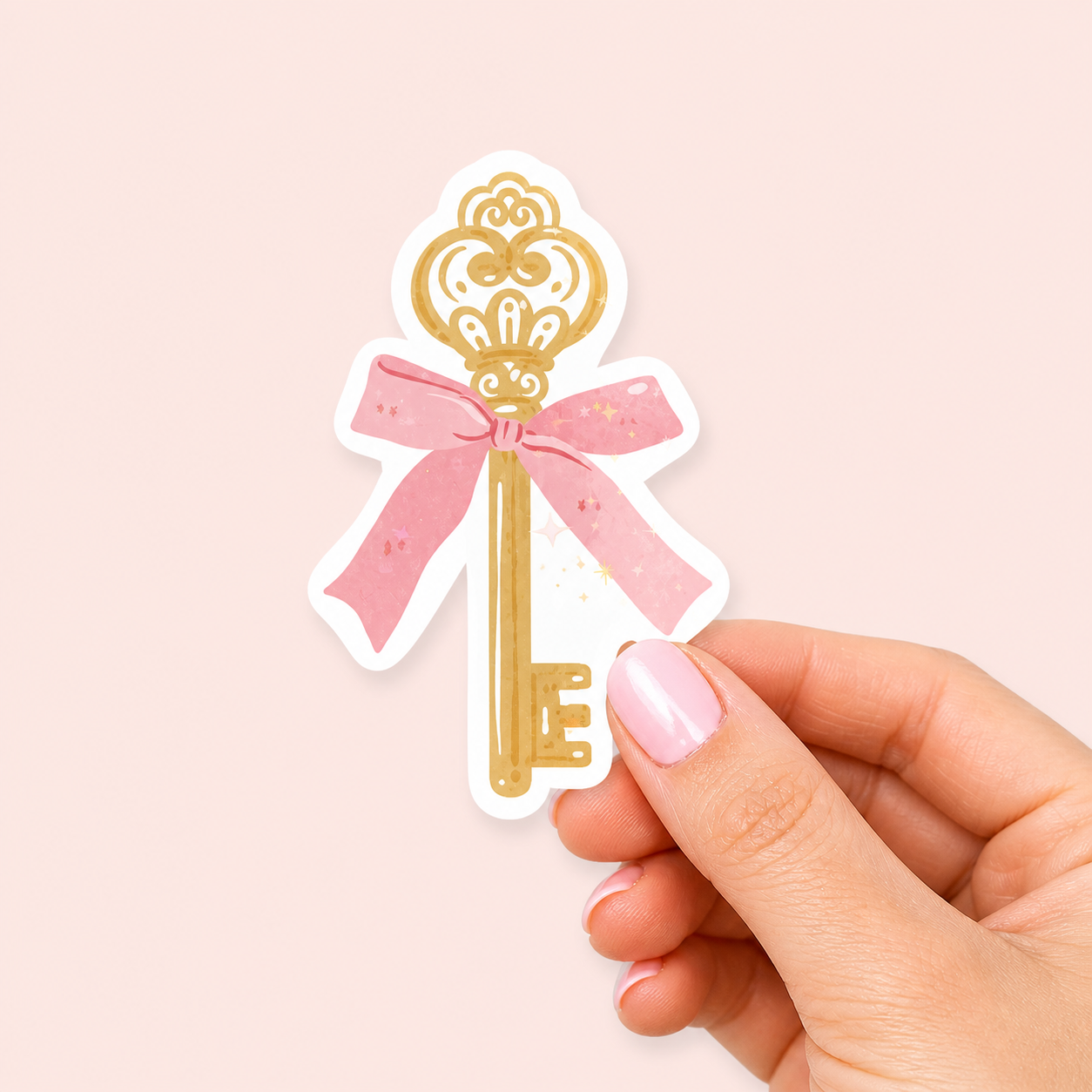 Gold Key Vinyl Sticker | 7cm Bookish Decal | Matte & Holographic Stars Finish