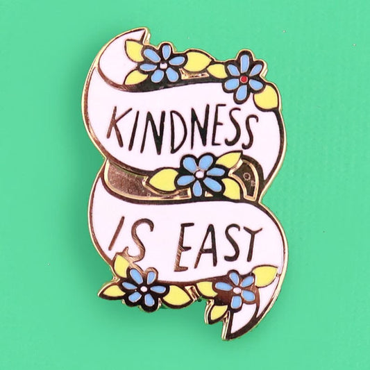 Pin with 'Kindness is Easy' text on a green background