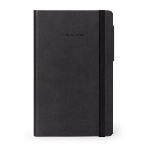 Black notebook with 'MY NOTEBOOK' branding on a white background