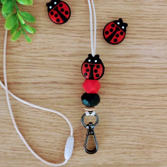 Ladybug Beaded Lanyard
