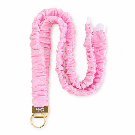 Pink Petal - Scrunchie Lanyard – Stretchy, Safe & Cute (49cm + Stretch)