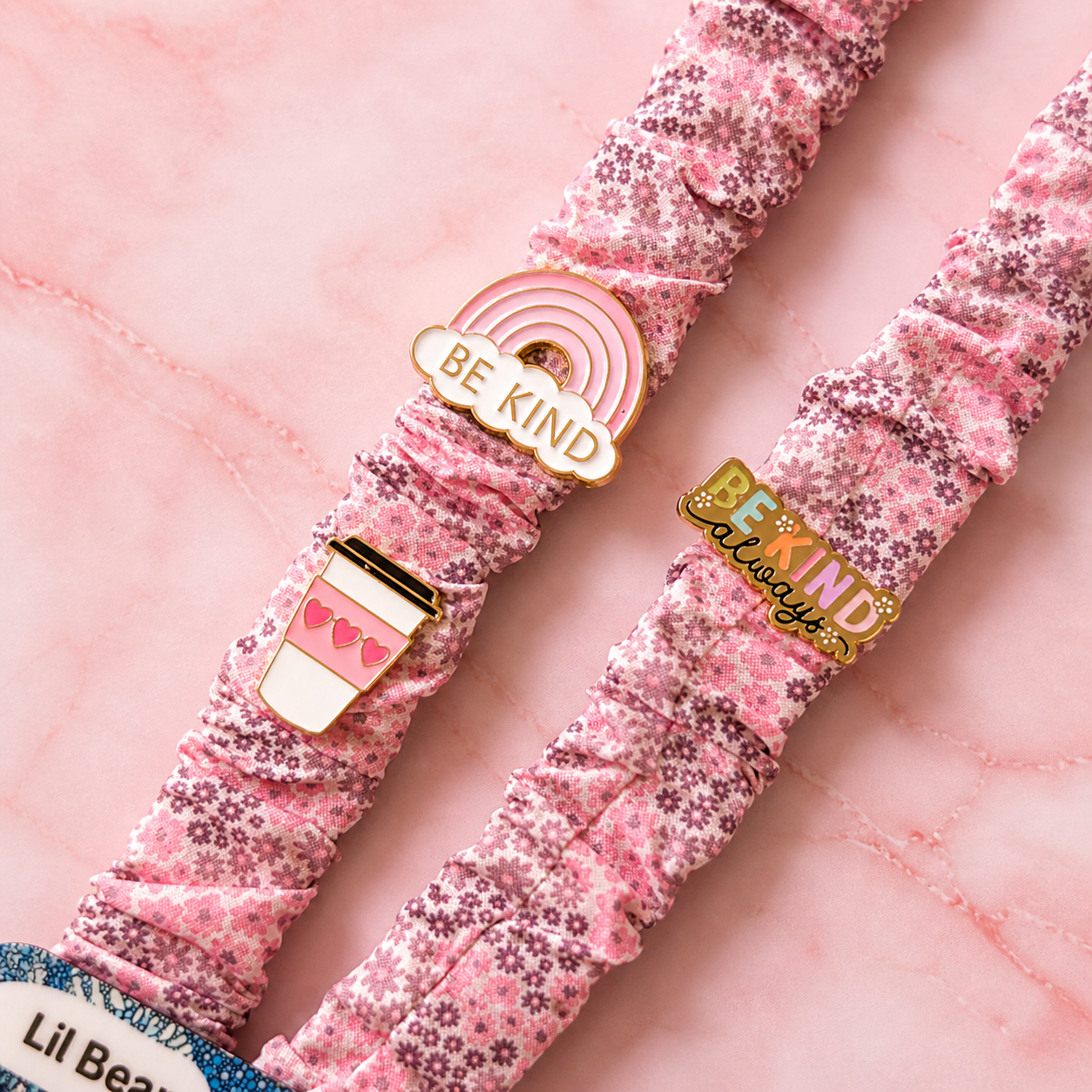 (Cosmetically Imperfect) Cherry Blossom - Scrunchie Lanyard – Stretchy, Safe & Cute (49cm + Stretch)